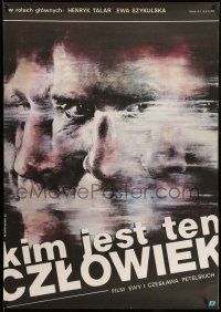 1t384 KIM JEST TEN CZLOWIEK Polish 27x38 '85 WWII, Witold Dybowski wild artwork of man's face!