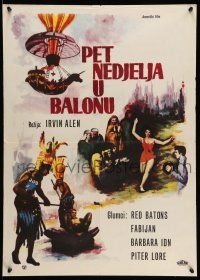 1t605 FIVE WEEKS IN A BALLOON Yugoslavian 20x28 '62 Jules Verne, Red Buttons, Fabian, Barbara Eden
