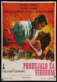 1t613 GONE WITH THE WIND Yugoslavian 19x28 R70s Howard Terpning art of Gable carrying Leigh!