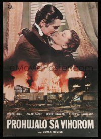 1t612 GONE WITH THE WIND Yugoslavian 19x27 R70s image of Clark Gable, Vivien Leigh, classic!