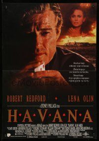 1t616 HAVANA Yugoslavian 19x27 '90 close image of Robert Redford with playing cards, Sydney Pollack