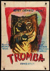 1t661 TROMBA THE TIGER MAN/OUR VERY OWN 2-sided Yugoslavian 20x28 '50s one side is hand-painted!