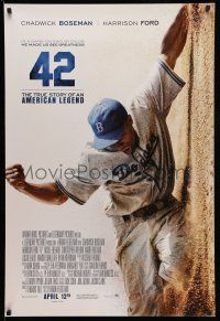1w012 42 advance DS 1sh '13 baseball, image of Chadwick Boseman as Jackie Robinson sliding home!