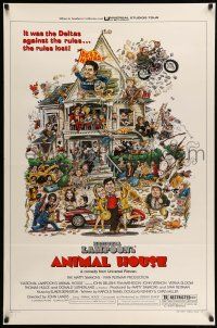 1w057 ANIMAL HOUSE style B 1sh '78 John Belushi, John Landis classic, art by Rick Meyerowitz!