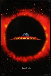 1w060 ARMAGEDDON teaser DS 1sh '98 Bruce Willis, Ben Affleck, Thornton, ring of fire!