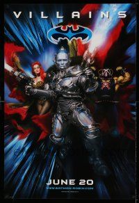 1w078 BATMAN & ROBIN advance 1sh '97 villains Arnold Schwarzenegger & sexy Uma Thurman!