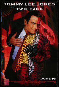 1w090 BATMAN FOREVER advance 1sh '95 Tommy Lee Jones as Two-Face!