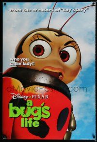 1w133 BUG'S LIFE teaser DS 1sh '98 Walt Disney Pixar CG cartoon, c/u ladybug!