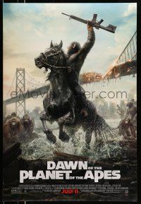 1w190 DAWN OF THE PLANET OF THE APES style C advance DS 1sh '14 great image of ape on horseback!
