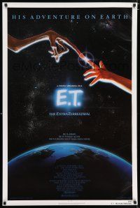 1w216 E.T. THE EXTRA TERRESTRIAL 1sh '83 Drew Barrymore, Spielberg, Alvin art, continuous release!