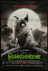 1w271 FRANKENWEENIE advance DS 1sh '12 Tim Burton, horror image of wacky dog!