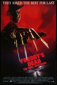 1w276 FREDDY'S DEAD 1sh '91 great art of Robert Englund as Freddy Krueger!