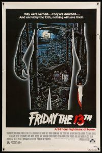 1w278 FRIDAY THE 13th 1sh '80 great Alex Ebel art, slasher classic, 24 hours of terror!