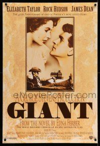1w297 GIANT DS 1sh R96 James Dean, Elizabeth Taylor, Rock Hudson, directed by George Stevens!