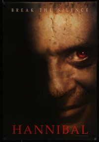 1w324 HANNIBAL teaser DS 1sh '00 creepy close up of red-eyed Anthony Hopkins as Dr. Lector!