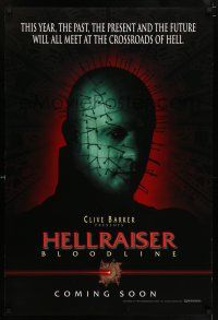 1w340 HELLRAISER: BLOODLINE teaser DS 1sh '96 Clive Barker, Pinhead at the crossroads of hell!