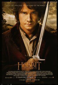 1w348 HOBBIT: AN UNEXPECTED JOURNEY advance DS 1sh '12 great image of Martin Freeman as Bilbo!