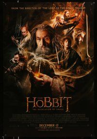 1w353 HOBBIT: THE DESOLATION OF SMAUG advance DS 1sh '13 Peter Jackson directed, cool cast montage!