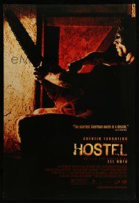 1w357 HOSTEL advance DS 1sh '05 Jay Hernandez, creepy image from Eli Roth gore-fest!