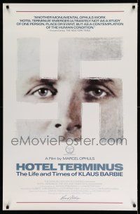 1w362 HOTEL TERMINUS 1sh '88 Marcel Ophuls directs the life of Klaus Barbie, swastika image!