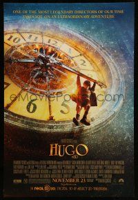 1w369 HUGO advance DS 1sh '11 Martin Scorsese, Ben Kingsley, cool image of Asa hanging on clock!