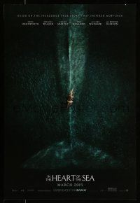 1w388 IN THE HEART OF THE SEA teaser DS 1sh '15 Ron Howard, cool image of ship over huge whale!