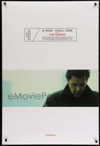 1w400 INSIDER int'l advance DS 1sh '99 Christopher Plummer, cool image of Al Pacino!