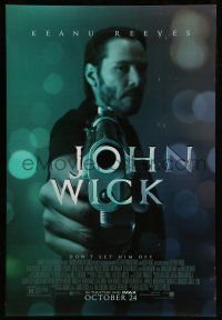 1w428 JOHN WICK advance DS 1sh '14 cool image of Keanu Reeves pointing gun!