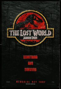 1w434 JURASSIC PARK 2 teaser 1sh '96 The Lost World, something has survived!