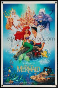 1w480 LITTLE MERMAID DS 1sh '89 great Bill Morrison art of Ariel & cast, Disney underwater cartoon