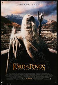 1w494 LORD OF THE RINGS: THE TWO TOWERS advance DS 1sh '02 J.R.R. Tolkien, Christopher Lee!