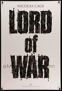 1w498 LORD OF WAR teaser 1sh '05 Nicolas Cage, cool gun title mosaic!