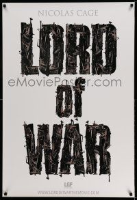 1w499 LORD OF WAR teaser DS 1sh '05 Nicolas Cage, cool gun title mosaic!