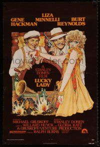 1w501 LUCKY LADY 1sh '75 Gene Hackman, Burt Reynolds & Liza Minnelli, Richard Amsel art!