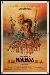 1w503 MAD MAX BEYOND THUNDERDOME 1sh '85 art of Mel Gibson & Tina Turner by Richard Amsel!