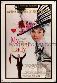 1w553 MY FAIR LADY 1sh R94 great close-up image of Audrey Hepburn, Rex Harrison!