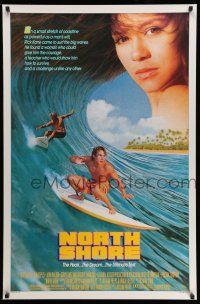 1w572 NORTH SHORE 1sh '87 great Hawaiian surfing image + close up of sexy Nia Peeples!