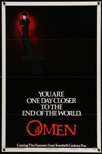 1w578 OMEN style A teaser 1sh '76 Gregory Peck, Lee Remick, Satanic horror, it may be the Omen!