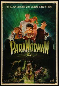 1w589 PARANORMAN advance DS 1sh '12 all fun and games until someone raises the dead!