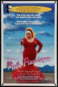 1w605 PINK FLAMINGOS 1sh R97 Divine, Mink Stole, John Waters' classic exercise in poor taste!