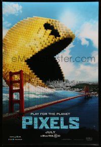 1w612 PIXELS teaser DS 1sh '15 incredible CGI image of Pac-Man gobbling up San Francisco!