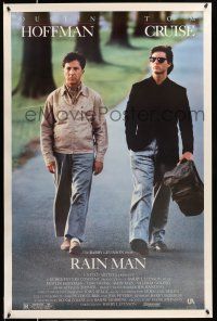 1w641 RAIN MAN 1sh '88 Tom Cruise & autistic Dustin Hoffman, directed by Barry Levinson!
