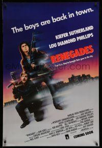 1w646 RENEGADES advance 1sh '89 Keifer Sutherland & Lou Diamond Phillips in action!