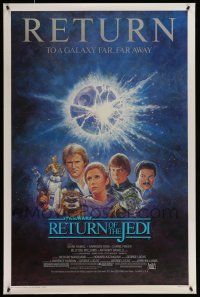 1w651 RETURN OF THE JEDI 1sh R85 George Lucas classic, Mark Hamill, Ford, Tom Jung art!