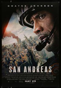 1w677 SAN ANDREAS advance DS 1sh '15 close-up of Dwayne Johnson flying in helicopter!