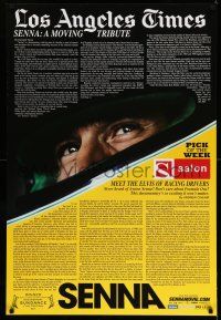 1w689 SENNA reviews 1sh '10 Asif Kaspada sports racing documentary, Los Angeles Times/Salon design!