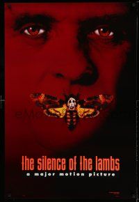 1w705 SILENCE OF THE LAMBS style B teaser DS 1sh '91 image of Anthony Hopkins with moth over mouth!