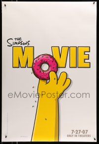 1w706 SIMPSONS MOVIE style A advance DS 1sh '07 classic Groening art of Homer Simpson w/donut!