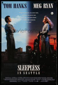 1w716 SLEEPLESS IN SEATTLE 1sh '93 Nora Ephron directed, romantic Tom Hanks & Meg Ryan!
