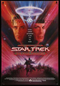 1w733 STAR TREK V advance 1sh '89 The Final Frontier, art of William Shatner & Nimoy by Bob Peak!